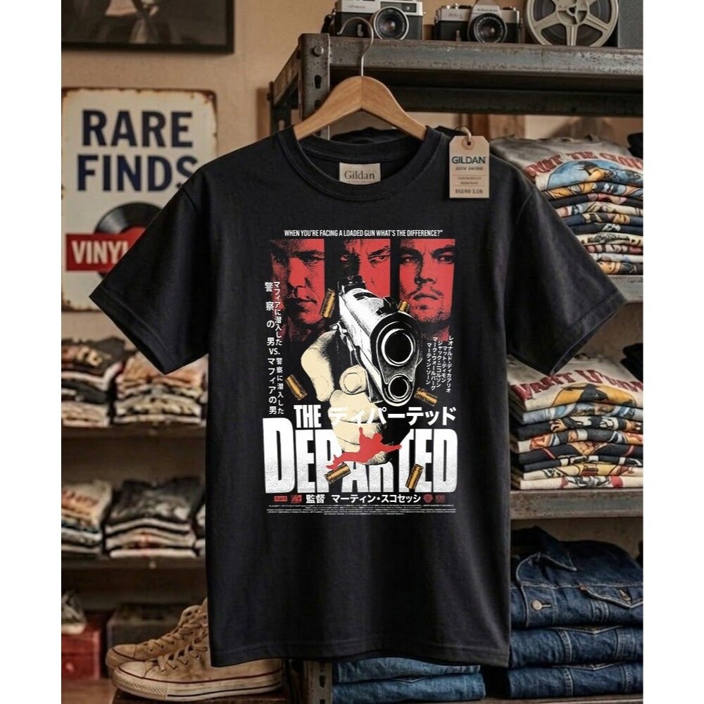 The Departed Vintage Movie Graphic Tee Black Heavy Cotton T-Shirt
